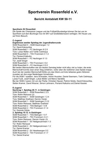 Sportverein Rosenfeld eV Bericht Amtsblatt KW 50-11 - SV Rosenfeld