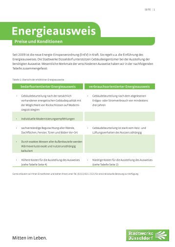 Energieausweis – Preise und Konditionen - Stadtwerke Düsseldorf AG