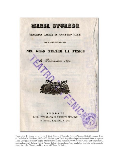 Gaetano Donizetti Maria Stuarda - musica ... - Teatro La Fenice