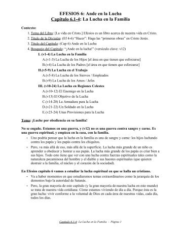 EFESIOS 6: Ande en la Lucha Capítulo 6.1-4: La Lucha en la Familia