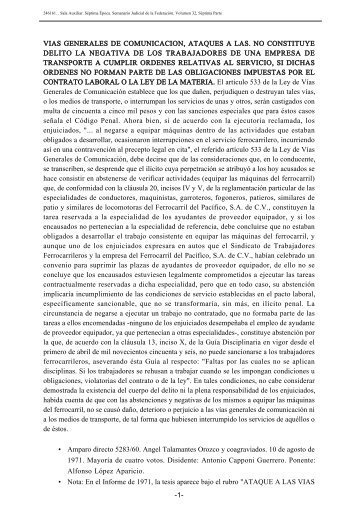 vias generales de comunicacion, ataques a las. no constituye delito ...