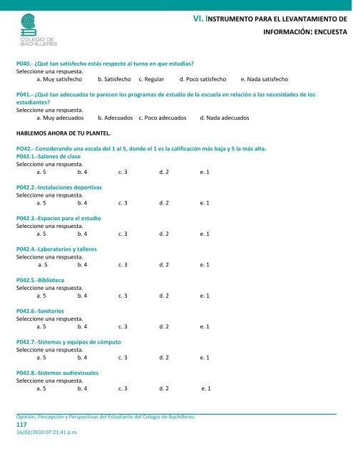 Perfil de nuestros alumnos - Colegio de Bachilleres