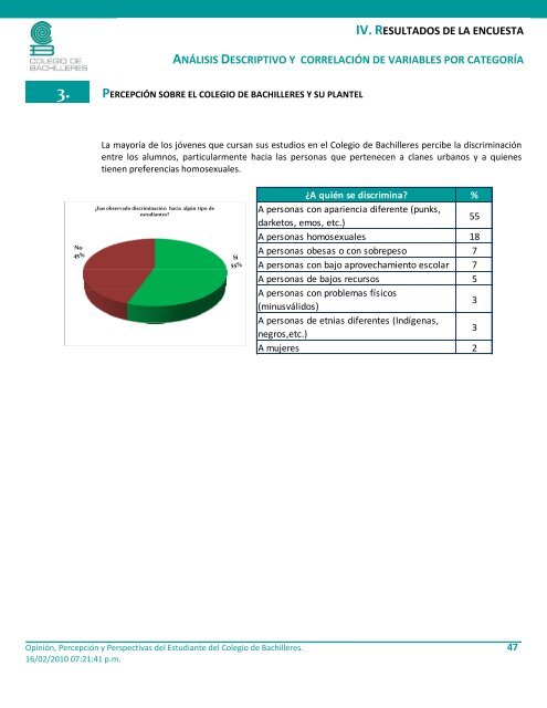 Perfil de nuestros alumnos - Colegio de Bachilleres