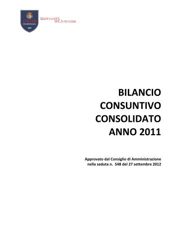 PUBBLICAZIONE BILANCIO 2011 (definitiva) - Intranet di Ateneo ...