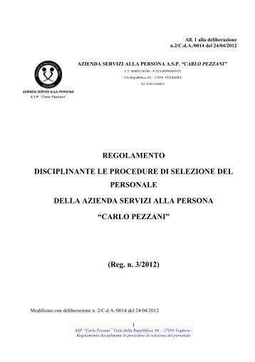 REGOLAMENTO DISCIPLINANTE LE PROCEDURE DI SELEZIONE ...