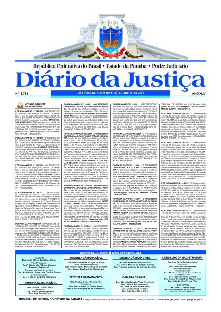 Diárias concedidas - Tribunal de Justiça da Paraíba