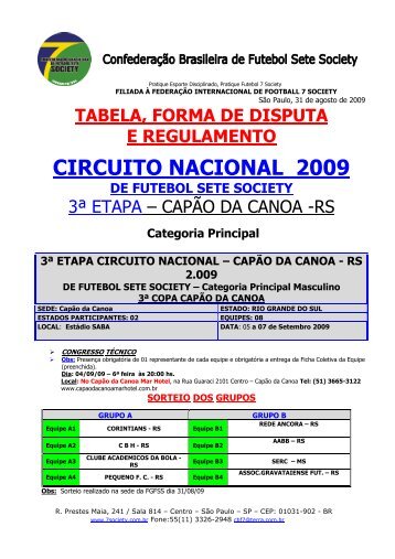 CIRCUITO NACIONAL 2009 - Confederação Brasileira de Futebol 7