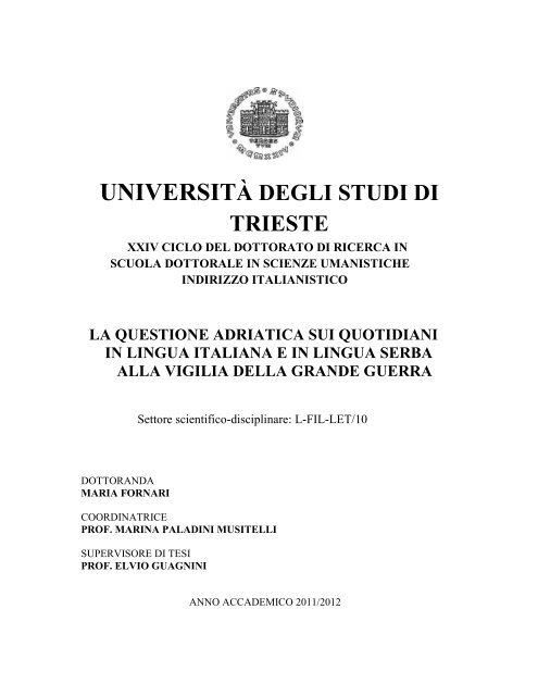 UNIVERSITÀ DEGLI STUDI DI TRIESTE - OpenstarTs - Università ...