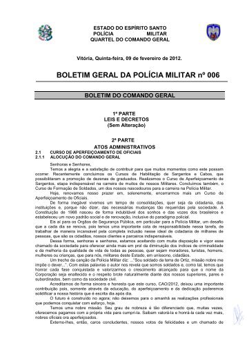 BOLETIM GERAL DA POLÍCIA MILITAR nº 006 - Polícia Militar do ...