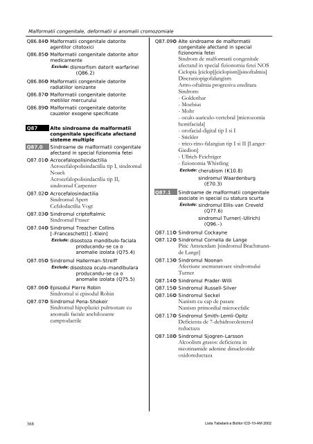 Malformatii congenitale, deformatii si anomalii cromozomiale