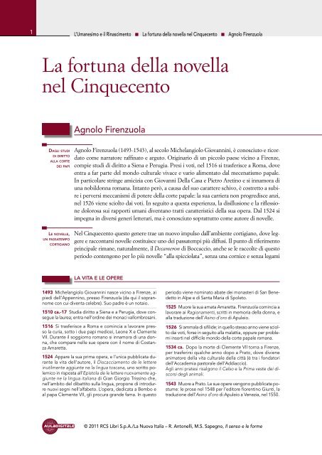 La fortuna della novella del Cinquecento - Aula Digitale