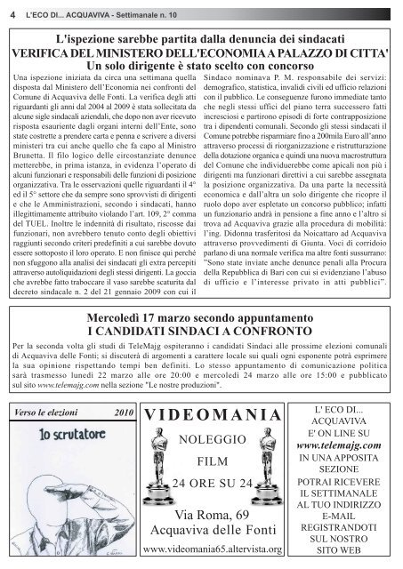 La CODACONS scrive ai 5 candidati Sindaci per il ... - telemajg