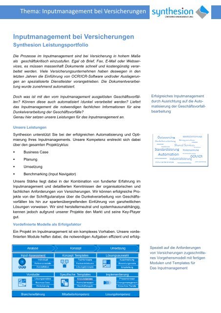 Inputmanagement bei Versicherungen - Synthesion ...