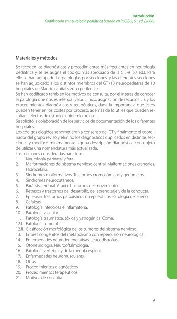 Codificación en Neurología Pediátrica (CIE-9) - Revista de Neurología