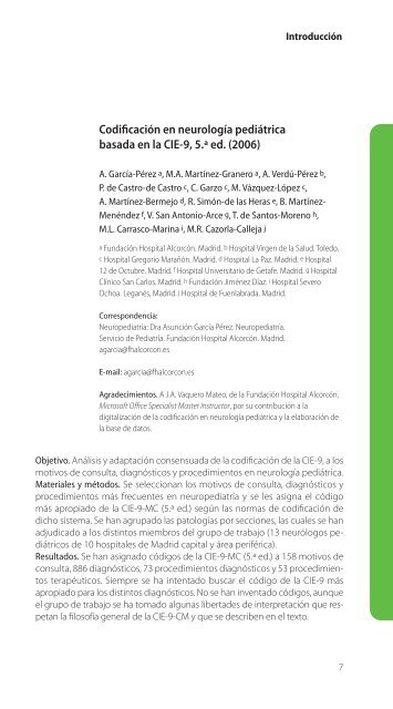 Codificación en Neurología Pediátrica (CIE-9) - Revista de Neurología