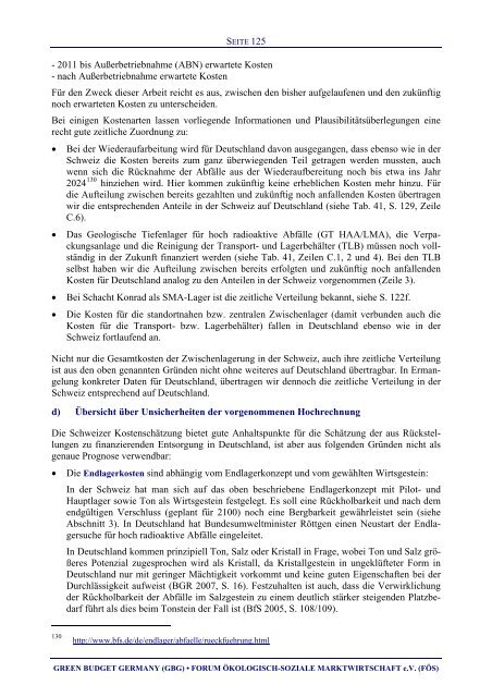 Rückstellungen für Stilllegung / Rückbau und Entsorgung im Atombereich