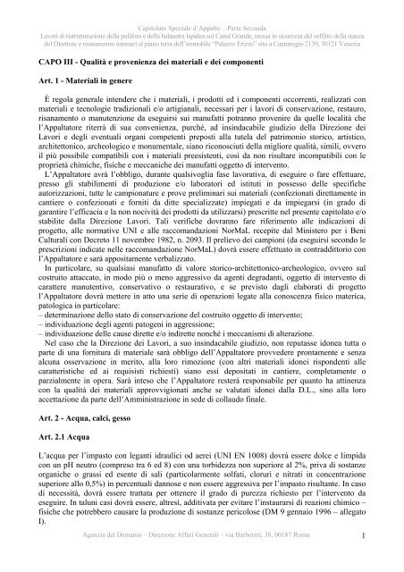 Capitolato speciale - II parte - Agenzia del Demanio