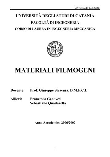 MATERIALI FILMOGENI - dmfci - Università degli Studi di Catania