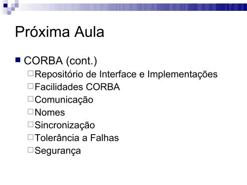 Introdução à Arquitetura CORBA - Campus Rio Pomba