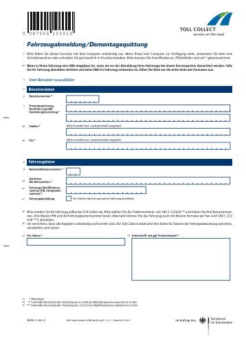 Fahrzeugabmeldung/Demontagequittung - SVG