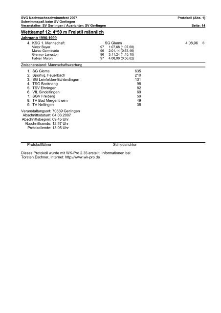 Protokoll Nachwuchsschwimmfest 2007 - Schwimmverein Gerlingen ...