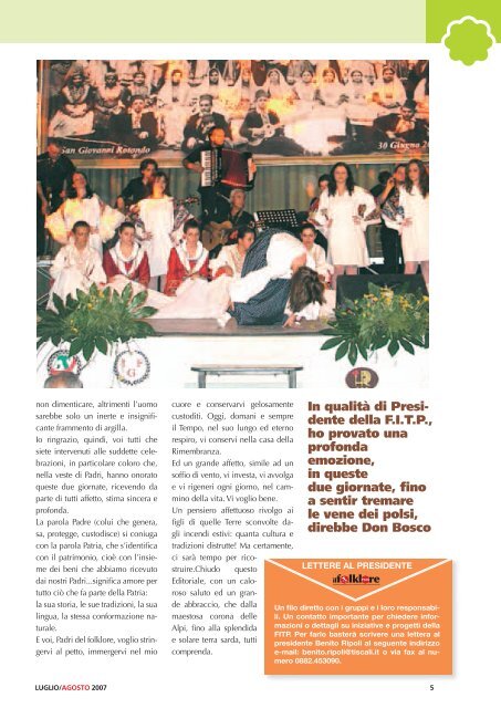 Luglio-Agosto 2007 - Federazione Italiana Tradizioni Popolari