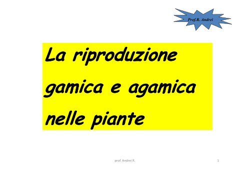 propagazione gamica - prof. R. Andrei - appunti di agraria