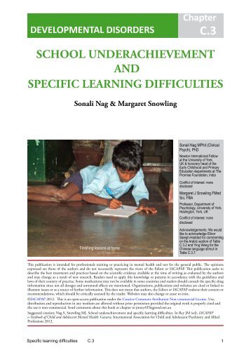 School underachievement and specific learning difficulties - iacapap
