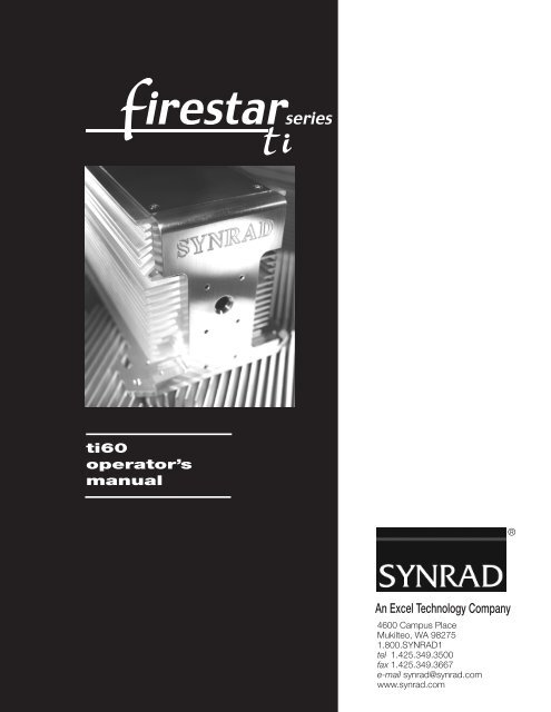 Firestar ti60 Operator's Manual, v1.1 - Synrad, Inc.
