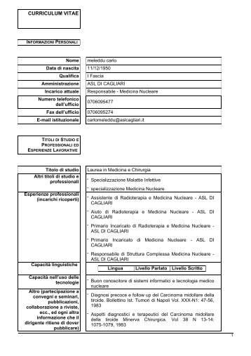 curriculum vitae - ASL 8 Cagliari