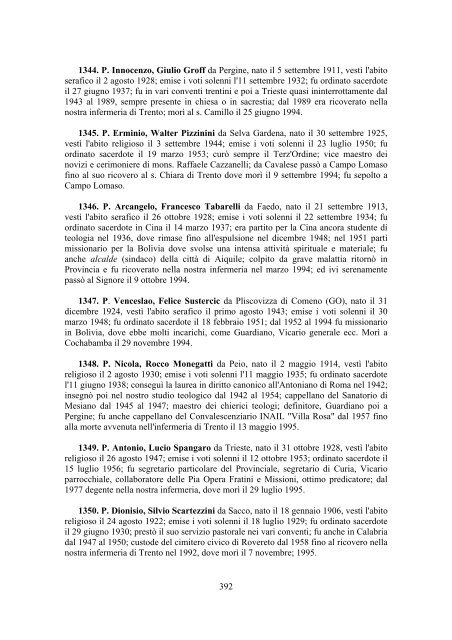 Brevi biografie - Provincia Tridentina