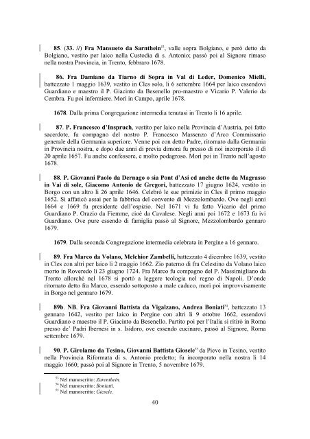 Brevi biografie - Provincia Tridentina