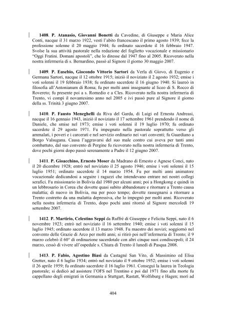 Brevi biografie - Provincia Tridentina