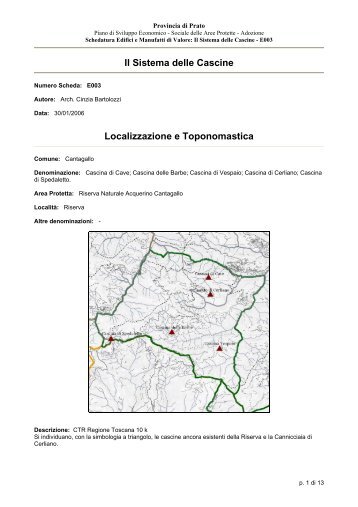 Il Sistema delle Cascine Localizzazione e ... - Provincia di Prato