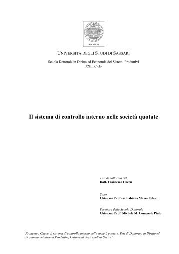 Il sistema di controllo interno nelle società quotate - Università degli ...