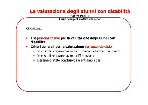 INDIRE: valutazione alunni con disabilità