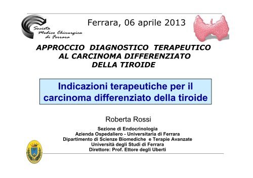 Indicazioni terapeutiche per il carcinoma differenziato della tiroide-R ...