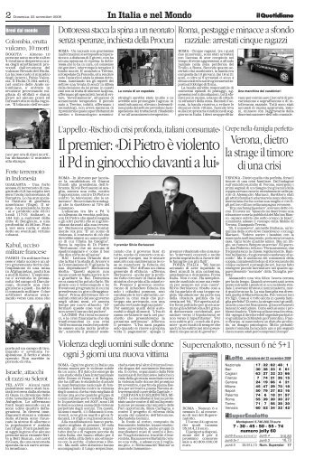 Il premier: «Di Pietro è violento il Pd in ginocchio ... - Slide-Show.net