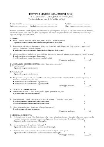 Test for Severe Impairment - Cattedra di Geriatria