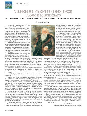VILFREDO PARETO (1848-1923) - Banca Popolare di Sondrio