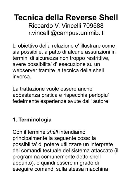 Tecnica della Reverse Shell