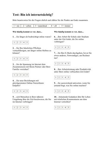 zum Test: Bin ich internetsüchtig? (pdf-download)