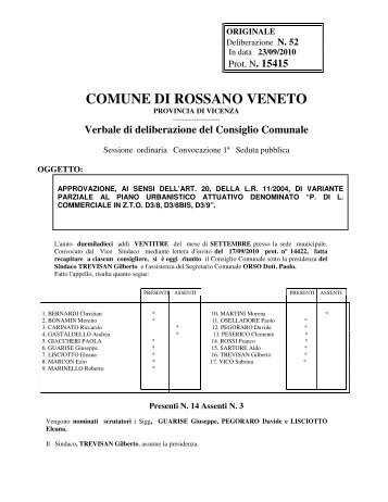 Verbale di deliberazione del Consiglio Comunale - Comune di ...