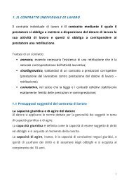 1. IL CONTRATTO INDIVIDUALE DI LAVORO - Facoltà di Economia