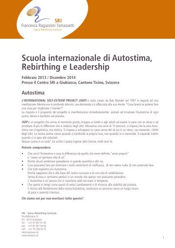 Scuola internazionale di Autostima, Rebirthing e Leadership - Swiss ...