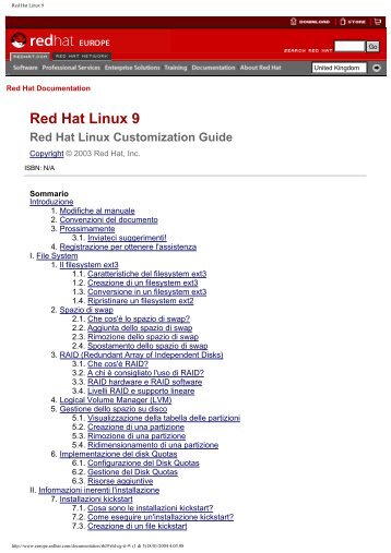 RedHat Linux - Guida (personalizzazione e backup) - Demonello.It