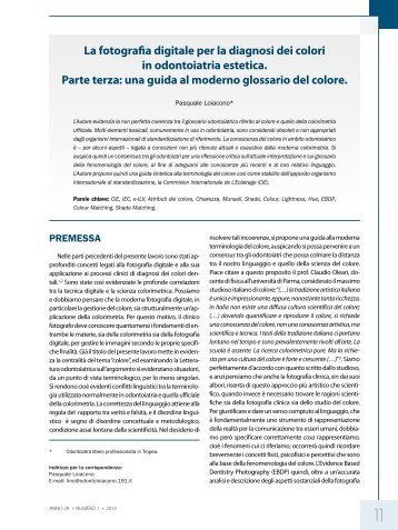 La fotografia digitale per la diagnosi dei colori in odontoiatria ...