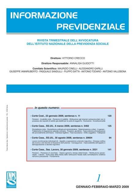 SOmmARIO N. 1/2009 - Inps