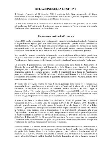 RELAZIONE SULLA GESTIONE - Acri