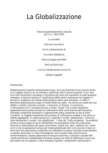 Relazione Globalizzazione.pdf - Liceo Ginnasio Statale Orazio di ...